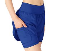donhobo Womens Running Gym 2 in 1 Sports Shorts with Pockets,Breathable Quick Dry Fitness Shorts for Workout Training Yoga Jogging Pilates SapphireBlue M