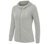 donhobo Women's Running Jackets with Thumb Hole,Long Sleeve Gym Sport Zip Up Hoodie Top Breathable Quick-Dry Tops with Zip Side Pocket Silver Gray L