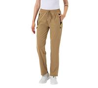 donhobo Womens Walking Trousers Elastic Wasit Lightweight Hiking Trouser for Women Quick Dry Ladies Cargo Pants Casual Joggers with Zip Pockets(Khaki XS)