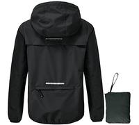 donhobo Women's Waterproof Jacket,Waterproof Rain Jackets Windbreaker Packable Hood Reflective Lightweight Quick Dry Raincoat with Zipper Pockets for Outdoor Cycling Traveling Black XL