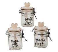 Doni Bomboniere Wedding 1 Piece Airtight Jars with Lid in Anniversary Promise Wood Heart Shape Written Made with Love Original Complete Gift Ideas Cheap