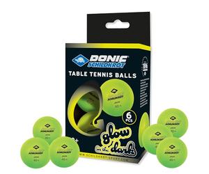 Donic-Schildkröt Glow in the Dark Table Tennis Balls, 6 Light Green Fluorescent Balls, Poly 40+ Quality, for Dusk and Dark Play, 608507