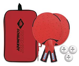 Donic-Schildkröt Outdoor Table Tennis Set, 2 Plastic Rackets, Weatherproof and Washable, 3 Balls, in a Practical Carry Bag, 788662