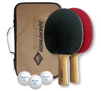 Donic-Schildkröt Persson 500 Table Tennis Set, 2 Bats with Nice Cork Handles, 3 Balls 2-Star Quality, High Quality Cover