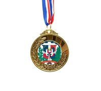 Donican Republic National Emblem Country Gold Award Winner Medal First Place Ribbon