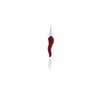 Donipreziosi Lucky Horn Enamel Pendant - Neapolitan Horn Pendant in Silver for Necklace or Bracelet for Men or Women, Scaramanzia, 2,5 cm, 925 silver, nickel, Silver