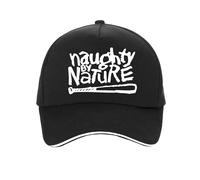 Doniya Fitness Naughty by Nature Hip Hop Baseball Cap, Black Adjustable Hat, Classic Rap Design (UK, Alpha, One Size, Black)