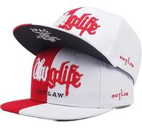 Doniya Fitness Tupac Thug Life Outlaw Baseball Cap, Black/White, Flat Brim Snapback (UK, Alpha, One Size, Red and White)