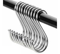 DONJIM 15-Pack S Hooks for Hanging, Stainless Steel S Shape Metal Hooks, Multipopused S Hanging Hooks for Kitchen, Bathroom, Shop, 10 cm