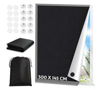 DONJIM Portable Blackout Blind with Suction Cups, 100% Blackout Blind Stick On Window, Generic Large 300x145CM Blackout Curtain DIY Size/Shape, Black Temporary Blackout Blinds Ideal for Bedroom, Hotel