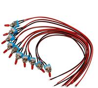 DONJON Toggle Switch,ON/Off SPST with Pre-soldered 20AWG Wires,3v/5v/12v/24v/72v/240v Mini Toggle Switches for Light,car,Truck,Test Machine,Industrial Equipment.3 Pins 2 Positions(10pcs+Wire)
