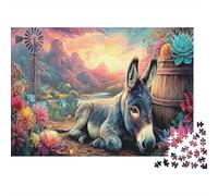 Donkey 1000 Piece Jigsaw Puzzle Desert Floral Oasis Concentration Training Leisure Time for Dad 38x26cm/1000pcs