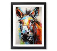 Donkey Abstract No.2 Framed Print | A2 Black Framed Wall Art | Ready to Hang | Abstract Animal Picture | Living Room Bedroom Lounge Office
