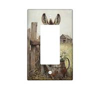 Donkey and Floral Light Switch Cover Plates/Outlet Covers, Rustic Brown Animal Art for Country Decor, Thermoplastic Wall Plates, Standard Size Single Rocker
