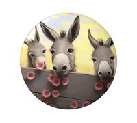 Donkey And Flower Button Pins 1 Pc, 2.4 Inch Round Button Badges Metal Personalized Picture Photo Pin Buttons Kit For Craft Supplies Christmas Diy Party Projects, One Size, no gemstone
