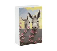 Donkey And Flower Cigarette Case for Regular King Size 85mm 20 Capacity Push to Open Hard Shell Cigarette Box Portable & Waterproof Cigarettes Case for Men Women Pocket Cigarettes Holder, Cig Accessor
