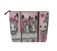 Donkey and Flower Cosmetic Bag - Single Layer Large Capacity Travel Organizer, Daily Organizer with Zipper