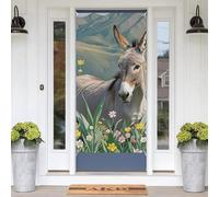 Donkey And Flower Door Banners for Front Doors, Spring Summer Decorative Door Cover Welcome Porch Banner Decoration Hanging Wall Background for Party Supplies Indoor Outdoor Home Decor