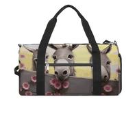 Donkey And Flower Gym Bag for Men Women Water Resistant Duffle Bag Travel Lightweight Bag for Travel Sports, white, One Size