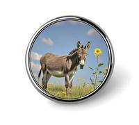 Donkey And Flower Lapel Pin Brooches Round Fashion Brooch Pin Cute Button Badges Alloy Button Pins Enamel Pins Metal Pinback for Hat Shirt Clothing Bags