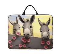 Donkey and Flower Laptop Sleeve Case 14 Inch Waterproof Lightweight Laptop Case Bag with Handle Travel Laptop Bag Briefcase Messenger Bag for Women Men