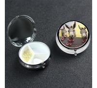 Donkey and Flower Pill Box 3 Compartment Round Metal Pill Case for Purse & Pocket, Portable Medicine Organizer Travel Pillbox Daily Pill Container Holder to Hold Vitamins, Fish Oil