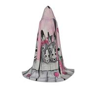 Donkey And Flower Print Hooded Wizard Robe Halloween Cloak Medieval Renaissance Cosplay Christmas Party Outfits