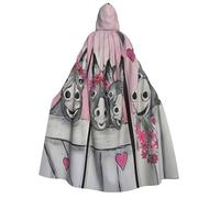 donkey and flower print Unisex Medieval Viking Hooded Cape Cloak for Halloween Cosplay, Christmas Party Costume Outfits