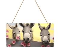 Donkey and Flower Rectangular MDF Wood Plaque Wall Art with Full Print and Hanging Rope for Home Wall Decor, Farmhouse Sign for Door, Window or Wall (Multiple Sizes)