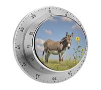 Donkey and Flower Timer Stainless Digital Visual Timer Exquisite Mechanical Countdown Time Management Tools with Silent Operation Timer for Kitchen Office Classroom