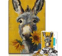 Donkey And Sunflower Jigsaw Puzzles for Adults 1000 Jigsaws,Challenging Game Gifts for Is Ideal As A Gift for The Whole Family 38x26cm