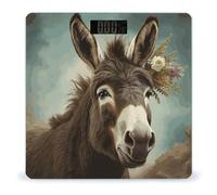 Donkey Animals Bathroom Scale Automatic Power On/Off Body Scales LCD Backlight Display Square Digital Scale Rounded Corners Bathroom Scales for Home Bedrooms