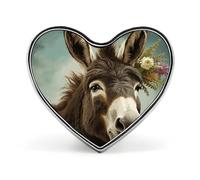 Donkey Animals Lapel Pin Cute Custom Button Pin Personalized Heart Brooch Aluminum Alloy Brooch Pins Fashion Exquisite Badge Pins for Hat Bag Suit Tie Wedding Accessories