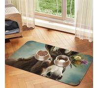 Donkey Animals Pet Feeding Mat Absorbent Pu Leather Dog Cat Food Mats Contain Spills Protects Floors, Anti-Slip Rubber Backing Dog Bowl Mats Easy Clean Pet Placemats 40x60cm