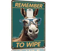 Donkey Bathroom Wall Decor Donkey Signs Metal Tin Sign - Remember to Wipe Bathroom Decor Weird Stuff - 8x12 Inch Decor Donkey Poster Funny Bathroom Signs,Funny Donkey Gifts