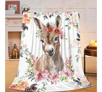 Donkey Blanket Donkey Gifts Warm Soft Cozy Flower Cute Donkey Throw Blanket Soft Lightweight Fleece Plush Fuzzy Blanket Donkey Stuff for Girls Women Kids Aults Bed Decor 40"X50"