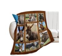 Donkey Blanket Soft Cozy Cute Farmhouse Donkey Flannel Fleece Throw Blanket Farm Donkey Decor Warm Lightweight Fluffy Plush Blanket Gifts for Kids Girls Boys Women Adults Bed Travel 40"x50"