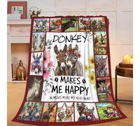 Donkey Blanket Soft Cozy Donkey Plush Throw Blanket Farm Donkey Stuff Decor Warm Lightweight Animal Flannel Fleece Blanket Giftsfor Lover Girls Kids Boys Women Adults Bed Travel 40"x50"