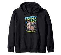 Donkey Boy Mens Funny Cartoon Hee-Haw Farm Birthday Party Zip Hoodie