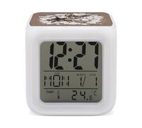 Donkey Breaking Through A Brick Wall Digital Alarm Clock Funny 7 Color Change Night Alarm Light Clocks for Sleep Sport Use