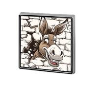 Donkey Breaking Through A Brick Wall Funny Lapel Pins Square Brooch Tie Suit Dress Accessories for Men Women Wedding Birthday