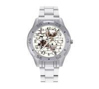 Donkey Breaking Through A Brick Wall Men's Business Watch Fashion Stainless Steel Wristwatches Custom Easy Read Watches for Women