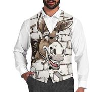 Donkey Breaking Through A Brick Wall Men's Suit Vest Formal Dress Waistcoat Vest Casual Business Vests for Suit Or Tuxedo L