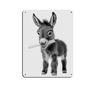 Donkey Burro Bathroom Art Brushing Teeth Retro Poster Metal Tin Sign Chic Art Retro Iron Painting Bar People Cave Cafe Family Garage Poster Wall Decoration 12x16inch(30x40cm)