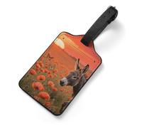 Donkey & Butterflie Luggage Tag for Suitcase - PU Leather Suitcase Tags with Name ID Card & Adjustable Strap, Durable Scratch-Resistant Travel Bag Tag for Backpacks Gym Bags