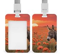 Donkey & Butterflie Retractable ID Badge Holder with Lanyard - Vertical Badge Reel,Keychain Clip,Name Tag Id Card Holder Protector for Nurse Officer Teacher Security Staff Women Men