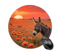 Donkey & Butterflie Round Mouse Pad 7.8 Inch, Portable Gaming Mouse Mat with Non-Slip Rubber Base & Smooth Surface, Waterproof Mousepad for PC, Laptop, Computer, Office, Home
