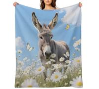 Donkey & Butterflies Flannel Fleece Throw Blanket Soft Cozy Throws for Couch Sofa Bed Farmhouse Blanket Comfort Decorative Travel Blankets Lightweight All Season 40"x50"