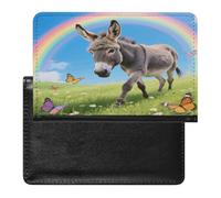 Donkey Butterflies (Rainbow) Passport Holder Unique PU Ultra-thin Passport Protective Case Compact Easy to Carry Passports Cover for Women And Men Passports Case
