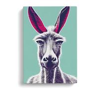 Donkey Canvas Print | Gallery Wrapped 30mm Frame Wall Art | 30x20 inches | Ready to Hang | Modern Animal Picture | Living Room Bedroom Lounge Office
